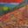 Colourful abstract landscape painting depicting a clear-cut mountainside with vibrant red, orange, green, and blue brushstrokes.