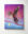 Painting of a red parrot in flight against a pink and blue sky with a hanging smiley-face charm below.