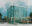 Architectural illustration by Rene Thibault showing a modern glass office building in Calgary, with pedestrians, cars, storefronts and wet reflective pavement in the foreground.